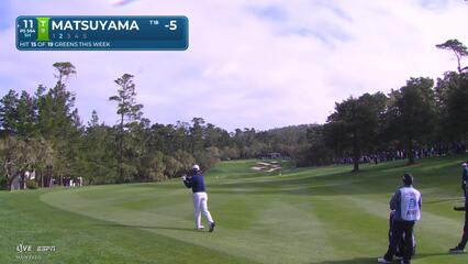 Hideki Matsuyama sinks 3-foot birdie putt on No. 11 at AT&T Pebble Beach