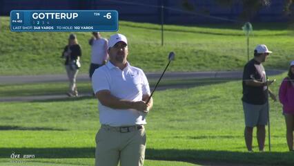 Chris Gotterup hits 102-yard approach to 8 feet, makes birdie on No. 1 at Farmers