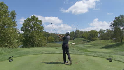 Joseph Bramlett sticks his tee shot at Korn Ferry Championship