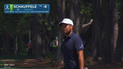 Xander Schauffele sinks 3-foot putt for birdie on No. 2 at RBC Heritage
