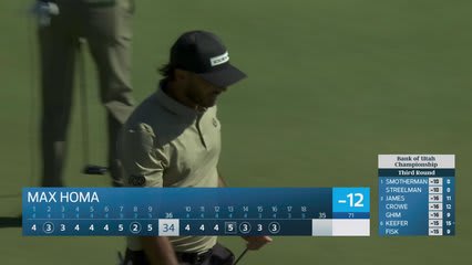 Max Homa sinks 18-foot putt for birdie on No. 16 at Bank of Utah
