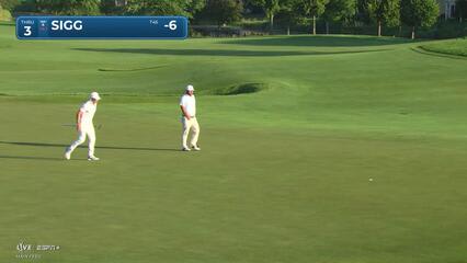 Greyson Sigg sinks a 38-foot birdie putt on No. 3 at 3M Open