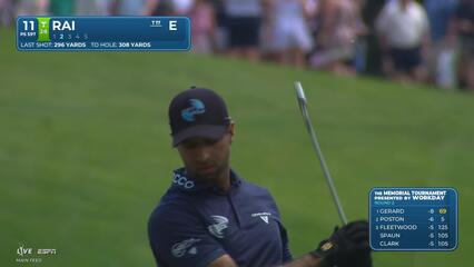 Aaron Rai's 115-yard approach sets up birdie on No. 11 at the Memorial