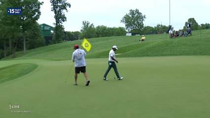 Anirban Lahiri makes birdie on No. 15 at the Memorial