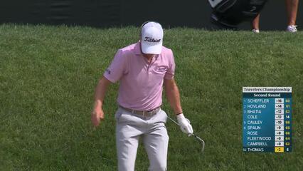 Justin Thomas sinks 5-foot birdie putt on No. 6 at Travelers