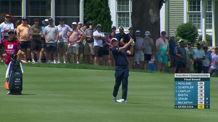 Collin Morikawa's 92-yard approach sets up birdie on No. 2 at Travelers