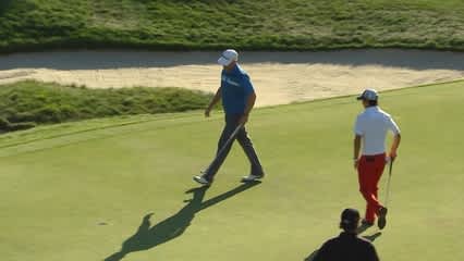 Justin Hicks closes with birdie on No. 18 at Deutsche Bank
