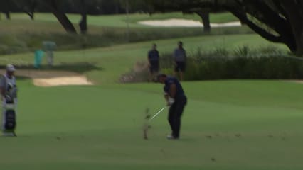 Scott McCarron peppers the flagstick to set up birdie at TimberTech Champ