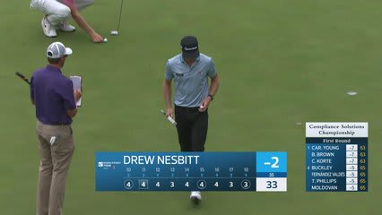Drew Nesbitt makes birdie on No. 18 at Compliance Solutions