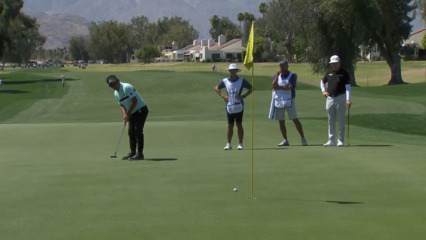 Thongchai Jaidee sends in putt for birdie at Galleri Classic