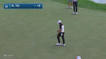 Kevin Yu sinks a 21-foot birdie putt on No. 17 at 3M Open