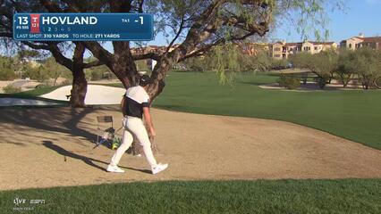 Viktor Hovland hits 80-yard approach to 3 feet, makes birdie on No. 13