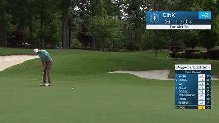 Stewart Cink makes birdie putt on No. 3 at Regions Tradition