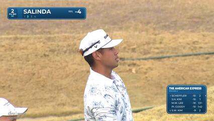 Isaiah Salinda sinks 22-foot birdie putt on No. 2 at The American Express