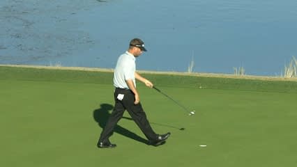 Spencer Levin rolls in a 19-foot putt for birdie at CareerBuilder