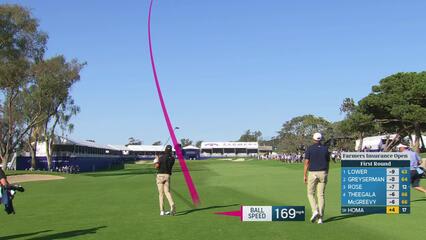 Max Homa hits 261-yard approach to 33 feet, sets up birdie on No. 18 at Farmers