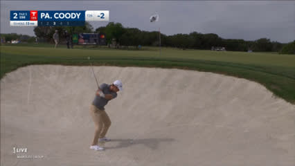Parker Coody gets up and down from the bunker for birdie at Valero
