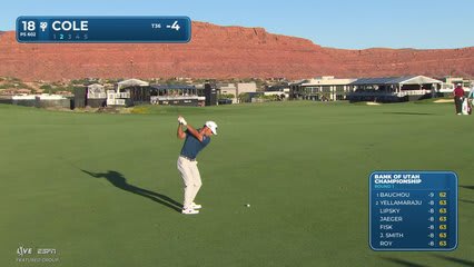 Eric Cole drains 5-foot putt for birdie on No. 18 at Bank of Utah