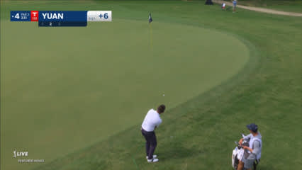 Carl Yuan chips in for birdie at Charles Schwab
