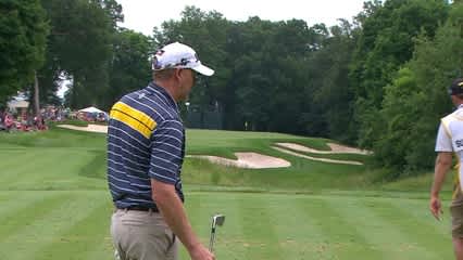 Tom Gillis' tee shot gets a lucky bounce at John Deere