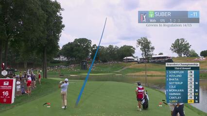 Jackson Suber hits tee shot to 13 feet, sets up birdie on No. 16 at Travelers