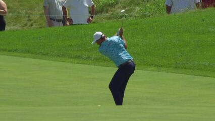 Kevin Roy sinks a 73-foot eagle putt on No. 18 at 3M Open