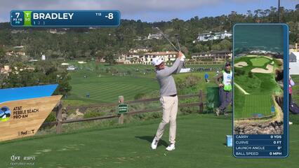 Keegan Bradley sinks 23-foot birdie putt on No. 7 at Pebble Beach