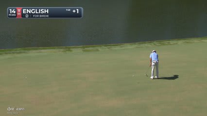 Harris English drains 24-foot putt for birdie on No. 14 at FedEx St. Jude