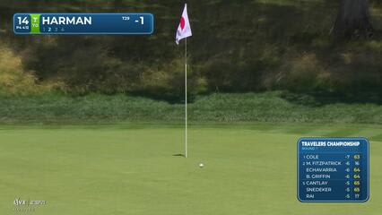 Brian Harman's 116-yard approach sets up birdie on No. 14 at Travelers