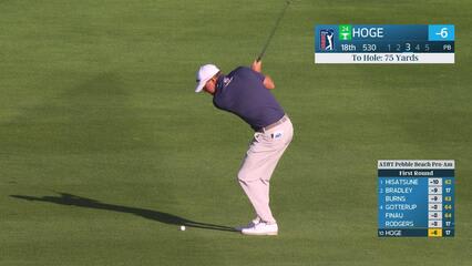 Tom Hoge hits 75-yard approach to 2 feet, birdies No. 18 at Pebble Beach