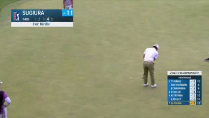 Yuta Sugiura holes 21-footer for birdie putt at ZOZO CHAMPIONSHIP