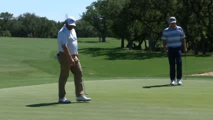 Jason Gore sinks his 16-foot birdie putt at Valero