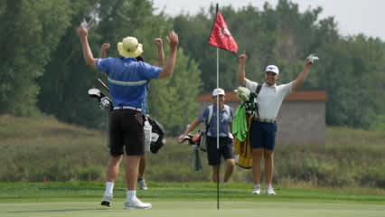 Monday Q Daniel Gale holes out on 18 to shoot course record
