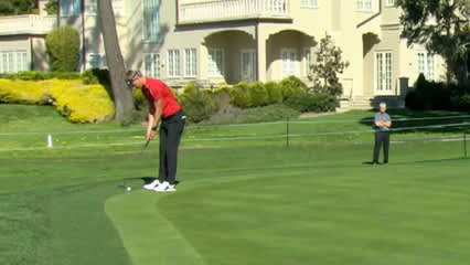 Brett Stegmaier buries long birdie putt from the fringe at AT&T Pebble Beach