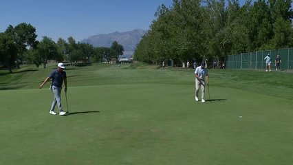 Ian Holt sinks a 41-foot birdie putt on No. 2 at Utah Championship