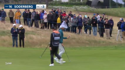 Sebastian Soderberg pitches it close to set up birdie at Genesis Scottish Open