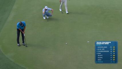 Marco Penge sinks 12-foot birdie putt on No. 15 at Texas Children's