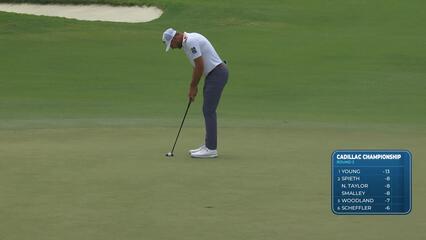 Sam Burns sinks 17-foot birdie putt on No. 10 at Cadillac