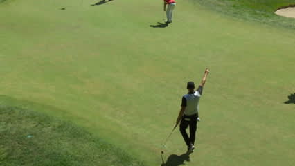 Tyler Aldridge navigates his lengthy putt for birdie at RBC Canadian