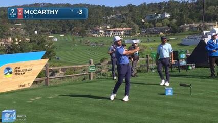 Denny McCarthy hits 112-yard tee shot to 9 feet, sets up birdie on No. 7 at AT&T Pebble Beach