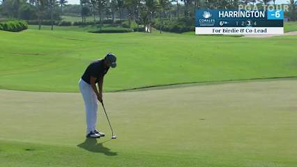 Scott Harrington rolls in a birdie putt on No. 6 at Corales Puntacana