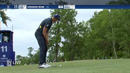 Henrik Stenson & Justin Rose card birdie at No. 11 at Zurich Classic