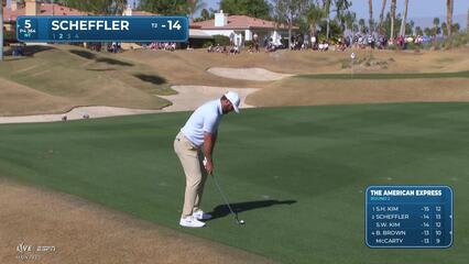Scottie Scheffler makes birdie on No. 5 at The American Express