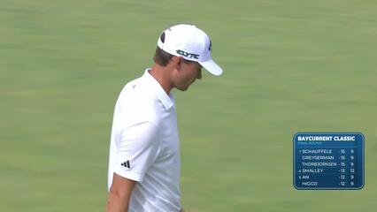 Rasmus Højgaard sinks 26-foot birdie putt on No. 13 at Baycurrent