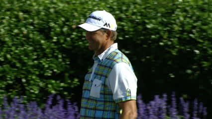 Retief Goosen nearly holes his tee shot on No. 17 at THE PLAYERS