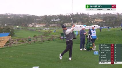 Maverick McNealy hits 98-yard tee shot to 5 feet, birdies No. 7 at AT&T Pebble Beach