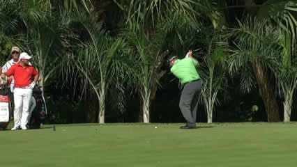 Jason Gore stuffs his 151-yard tee shot on No. 8 at OHL Classic