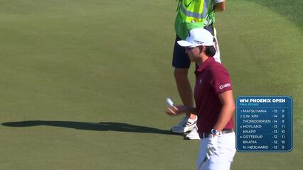 Min Woo Lee holes out from greenside bunker for birdie on No. 12 at WM Phoenix Open