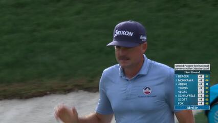 Keegan Bradley pours in 26-foot birdie putt on No. 18 at Arnold Palmer