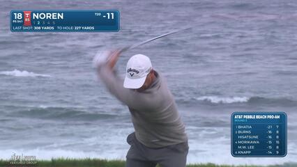 Alex Noren sinks 4-foot birdie putt on No. 18 at AT&T Pebble Beach